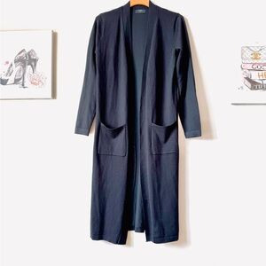 Tahari Black Long Midi Knit Cardigan Size Medium